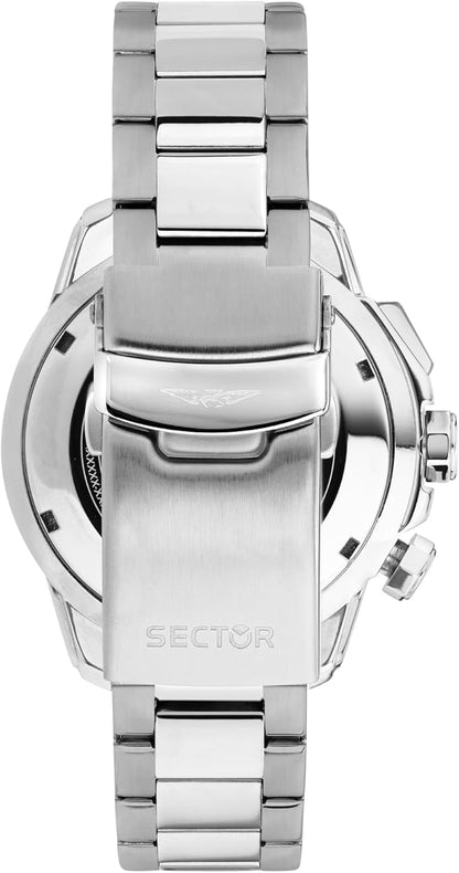 Orologio Uomo Sector Acciaio Cronografo Argentato Quadr. Blu _R3273735003