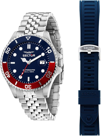 Orologio Uomo Sector Automatico Lunetta Blu Rosso Tempo e Data _R3223161018