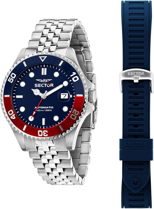 Orologio Uomo Sector Automatico Lunetta Blu Rosso Tempo e Data _R3223161018