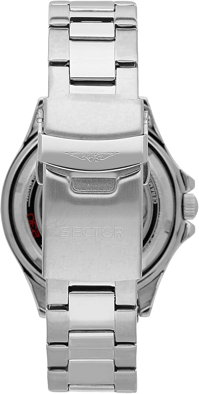 Orologio Uomo Sector Automatico Lunetta Nera Quadr. Blu Tempo e Data _R3221161003