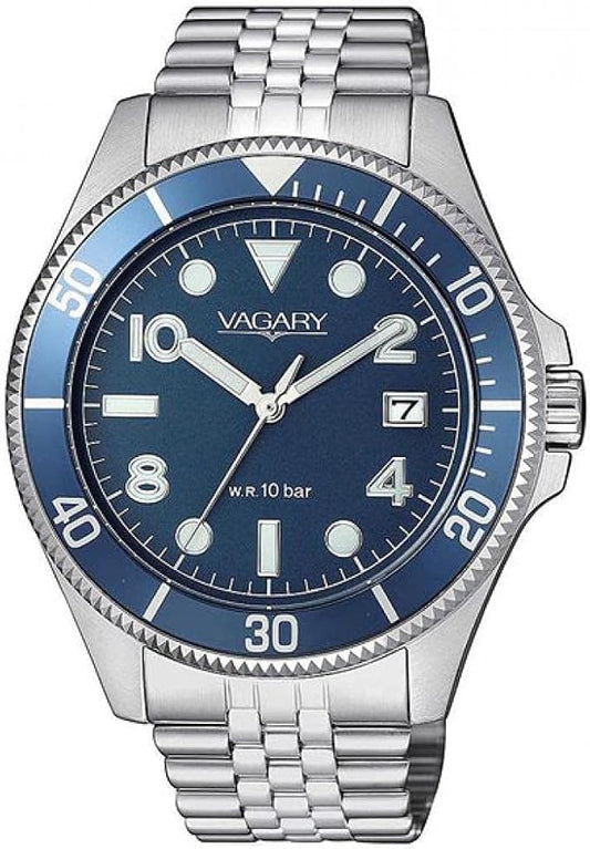 Orologio Vagary by Citizen Uomo Acciaio Quarzo indicatore data Quadrante e Lunetta Blu _VD5-015-71