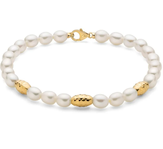 Damen-Armband mit Naturperlen und Silberkugel Miluna PBR3034