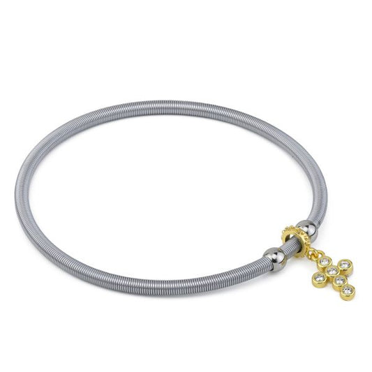 Bracciale Boccadamo MYA Donna Acciaio Elastico Ciondolo Croce _PF/BR84