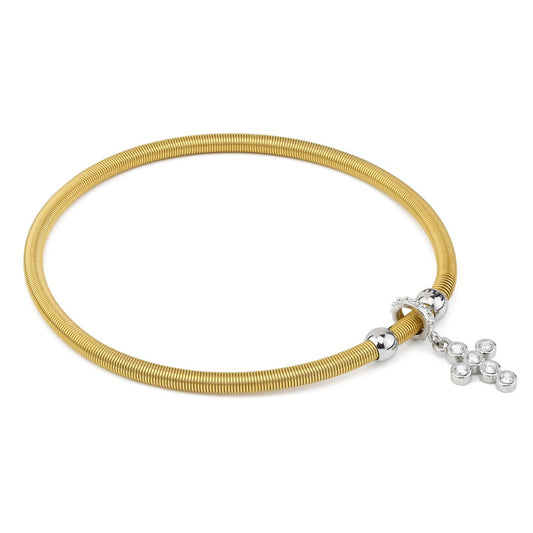 Bracciale Boccadamo MYA Donna Acciaio Gold Elastico Ciondolo Croce _PF/BR88