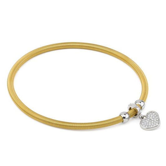 Bracciale Boccadamo MYA Donna Acciaio Gold Elastico Ciondolo Cuore _PF/BR89