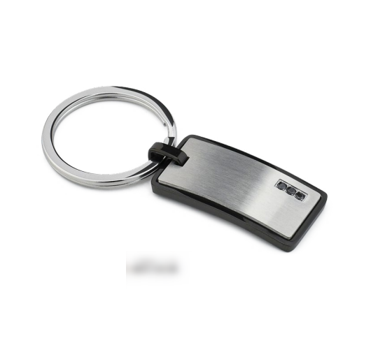 Portachiavi Boccadamo Uomo Acciaio Piastrina Silver con Zirconi Neri _APC076