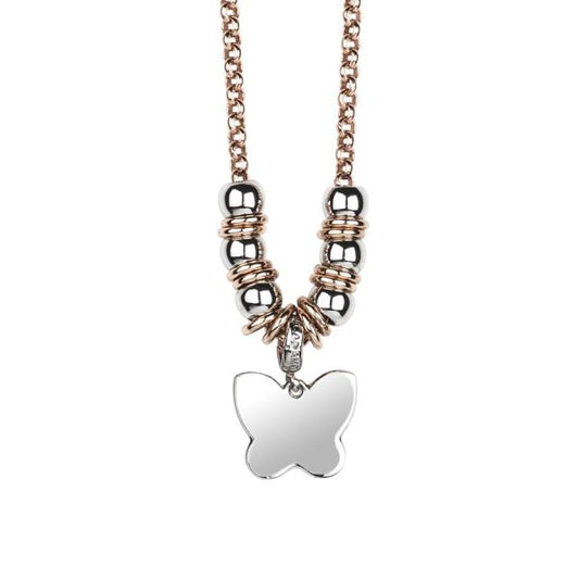 Collana Boccadamo AMY Donna Acciaio Placcata Oro Rosa Farfalla _SA/GR06