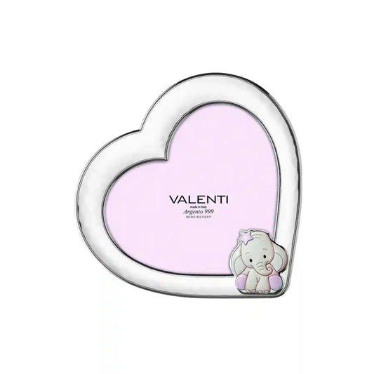 Cornice Portafoto Valenti Bimba Argento 999 A Cuore Elefante Girl  _73188 1L