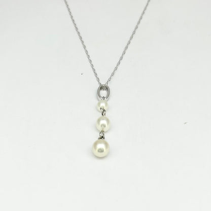 Collana Donna Oro Bianco Ciondolo n. 3 Perle Coltivate CL023