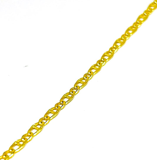 Bracciale Uomo Oro Giallo Maglia Piatta Martellata Chiusura Moschettone BR023