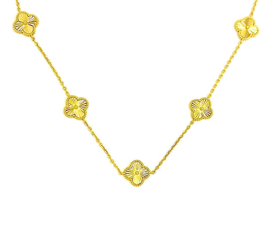 Vancleef Damen Halskette 925 Silber vergoldet 5 vierblättriges Kleeblatt Blume _LSC19