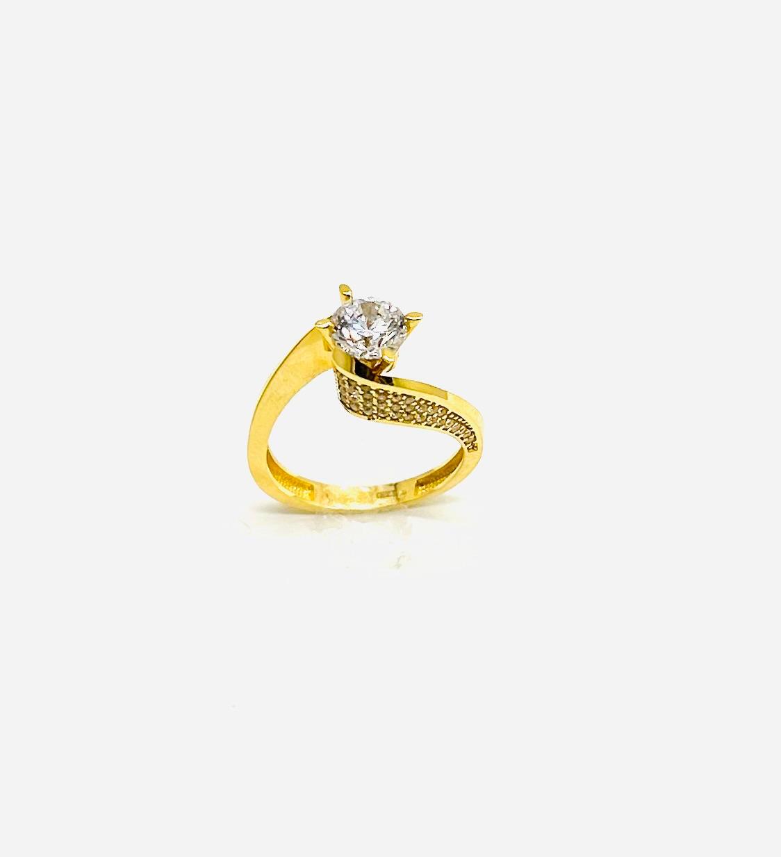 Anello Donna Oro Giallo 18 KT Solitario con Zircone n.14 _AN006