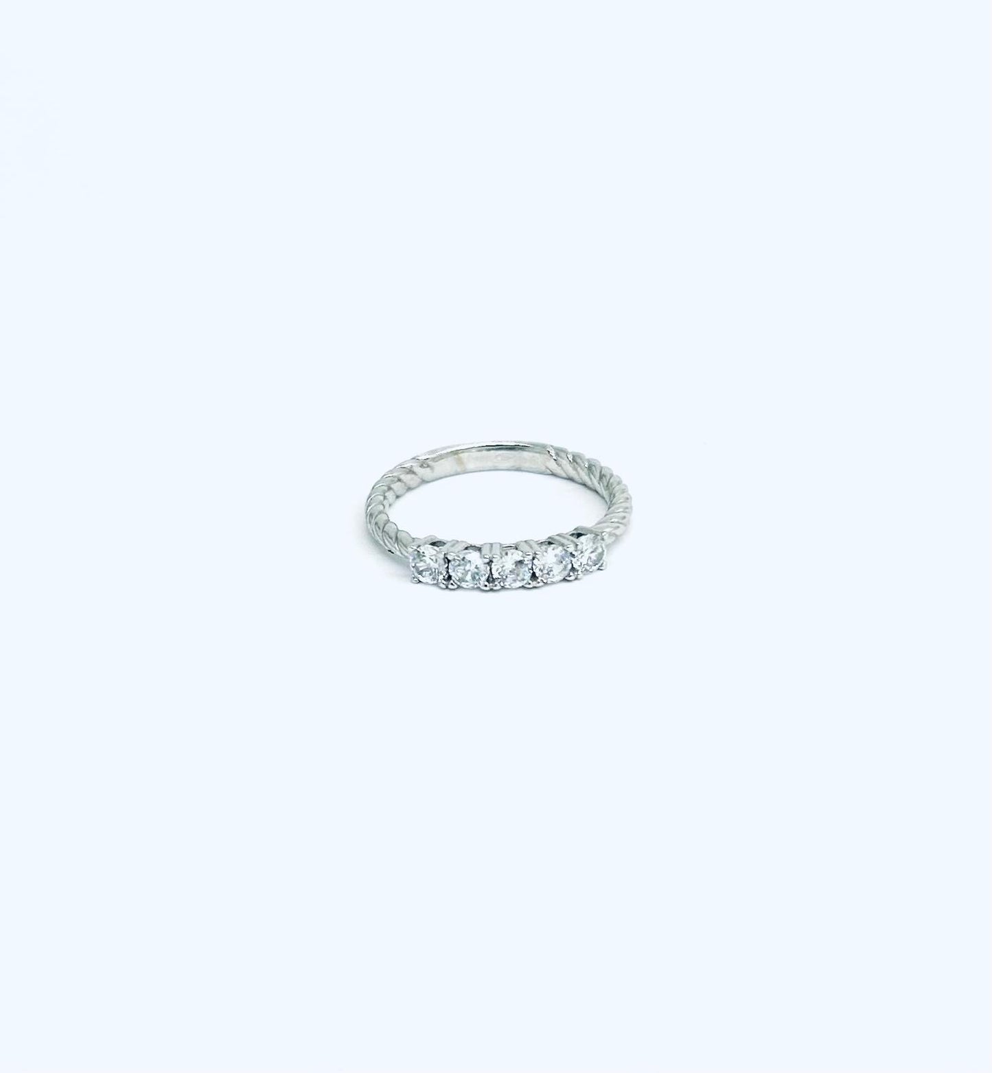 Anello Donna Oro Bianco 18 kt Veretta Zirconi n.14 _AN019