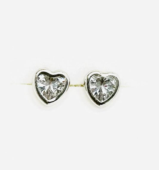 Orecchini Donna Oro Bianco 18 kt Zircone Forma Cuore _OR001