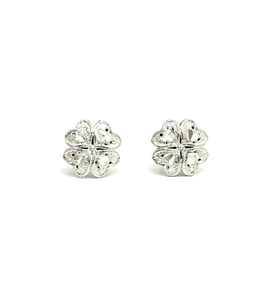 Orecchini Donna Oro Bianco 18 kt Quadrifoglio Martellato _OR005