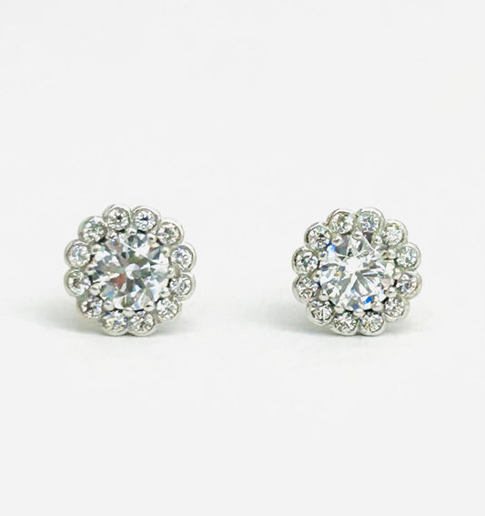 Orecchini Donna Oro Bianco 18 kt Punto Luce Zirconi _OR008