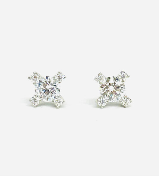 Orecchini Donna Oro Bianco 18 kt Punto Luce Zirconi _OR009