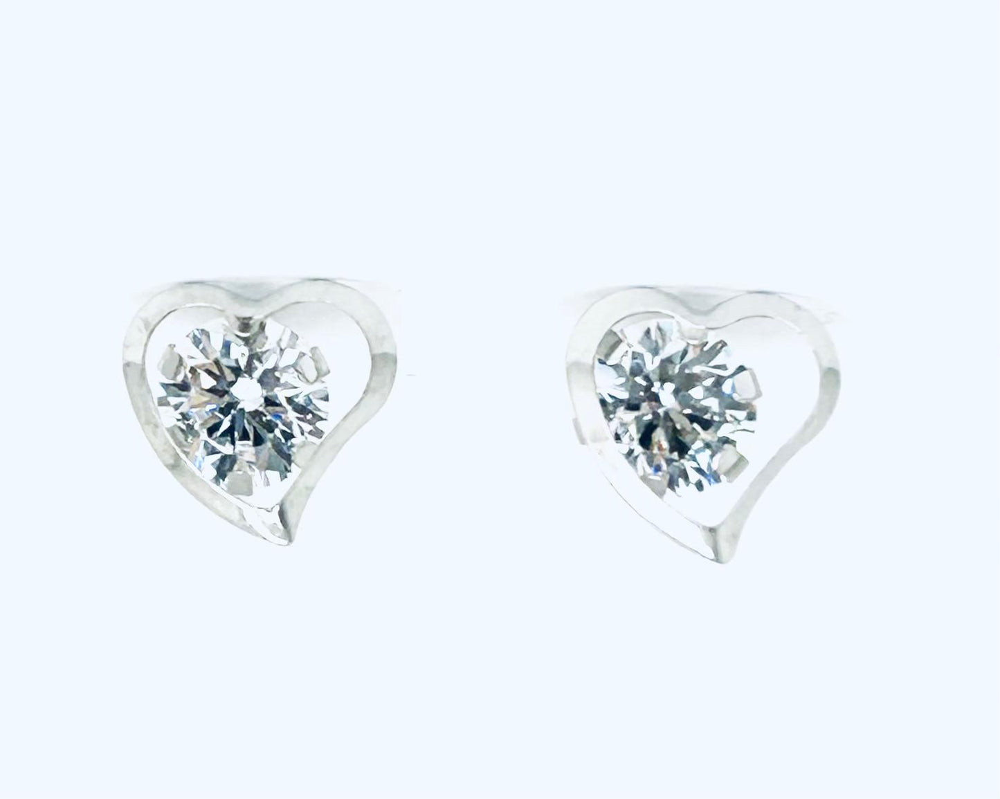 Orecchini Donna Oro Bianco 18 kt Punto Luce Zirconi Cuore _OR011