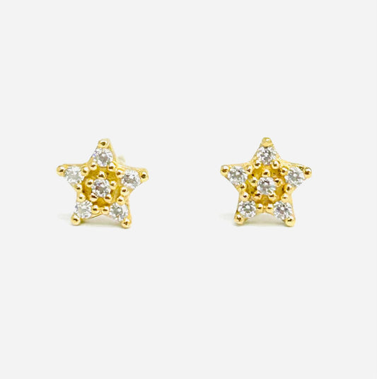 Orecchini Donna Oro Giallo 18 kt Stelline Zirconi _OR013