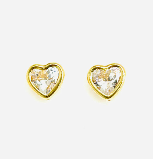 Orecchini Donna Oro Giallo 18 kt Punto Luce Cuore Zirconi _OR020