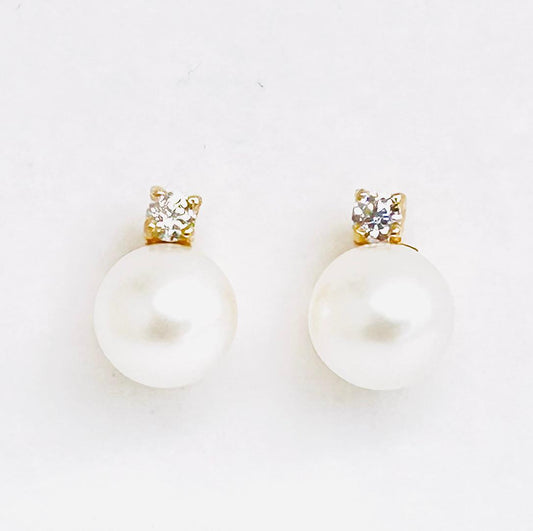 Orecchini Donna Oro Giallo 18 kt Perle Coltivate e Zircone _OR022