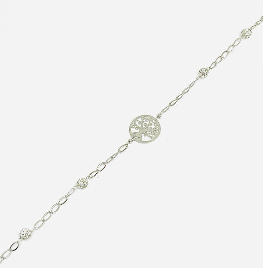 Bracciale Donna Oro Bianco 18 kt Albero Della Vita Zirconi _BR029