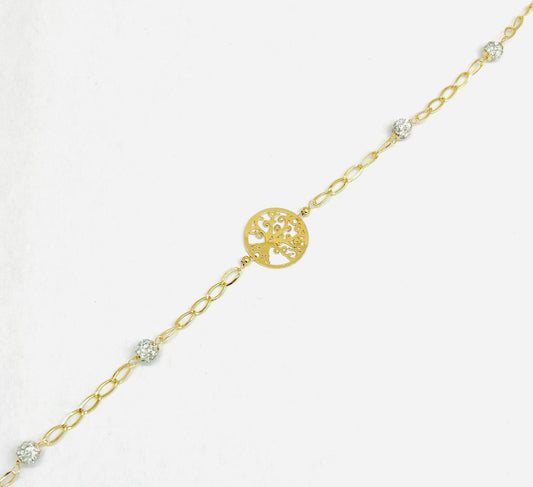 Bracciale Donna Oro Giallo 18 kt Albero Della Vita Zirconi _BR030