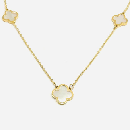 Collana Donna Oro Giallo 18 kt Quadrifoglio Madreperla _CL039