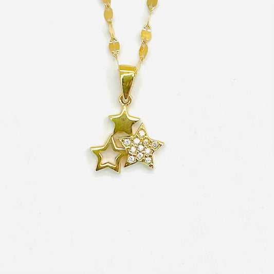 Collana Donna Oro Giallo 18 kt Stelline e Zirconi _CL043