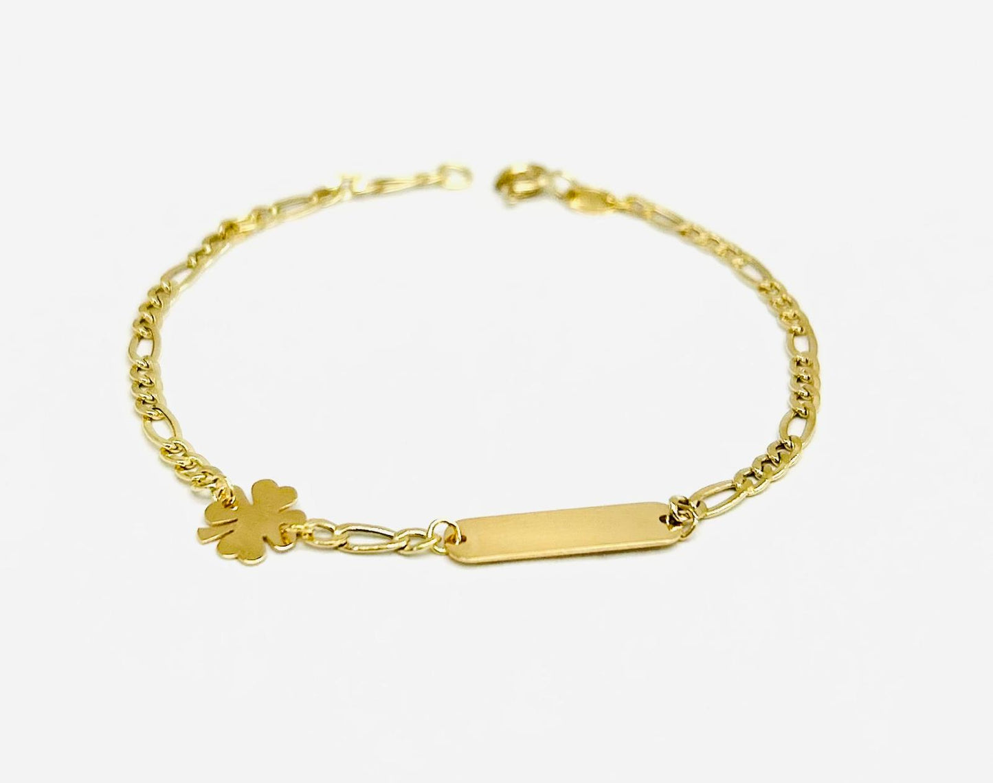 Bracciale Bambini Oro Giallo 18 kt Medaglietta Quadrifoglio _BR053