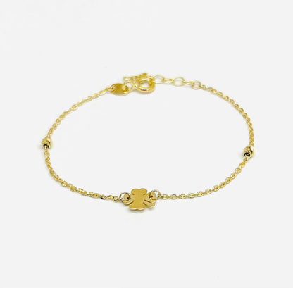 Bracciale Bambini Oro Giallo 18 kt Quadrifoglio Sfere Sfaccettate _BR054