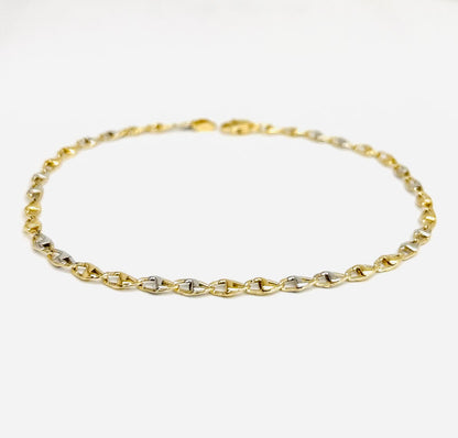 Bracciale Uomo Oro Giallo e Bianco 18 kt Catena _BR058