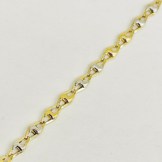 Bracciale Uomo Oro Giallo e Bianco 18 kt Catena _BR058