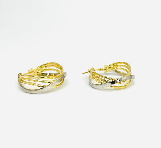 Orecchini Cerchio Donna Oro Giallo e Bianco 18 kt _OR028