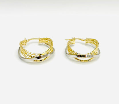 Orecchini Cerchio Donna Oro Giallo e Bianco 18 kt _OR028