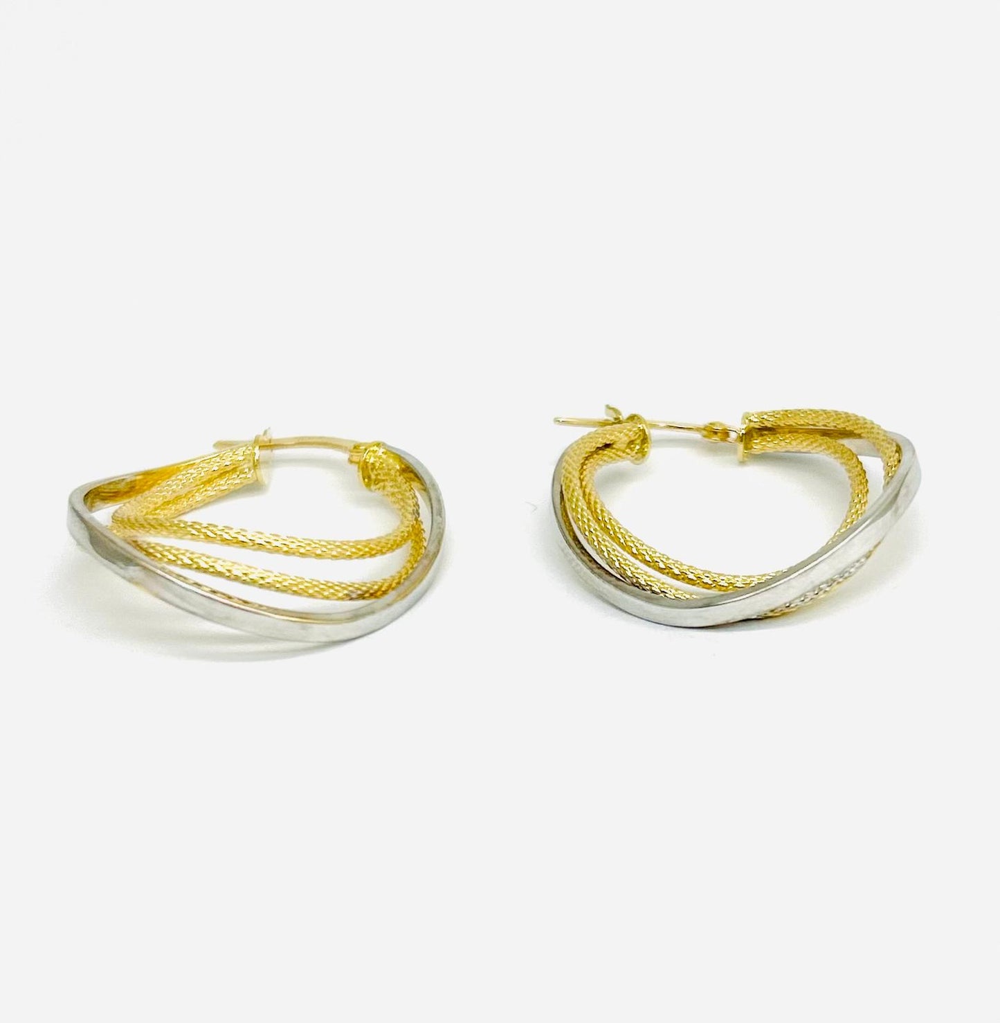 Orecchini Cerchio Donna Oro Giallo e Bianco 18 kt _OR029