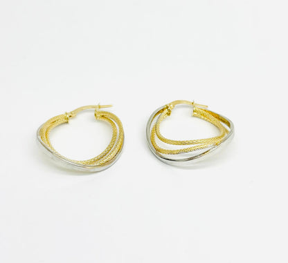 Orecchini Cerchio Donna Oro Giallo e Bianco 18 kt _OR029