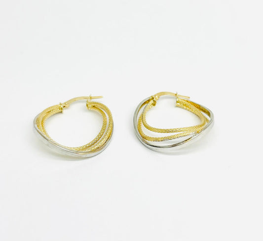 Orecchini Cerchio Donna Oro Giallo e Bianco 18 kt _OR029