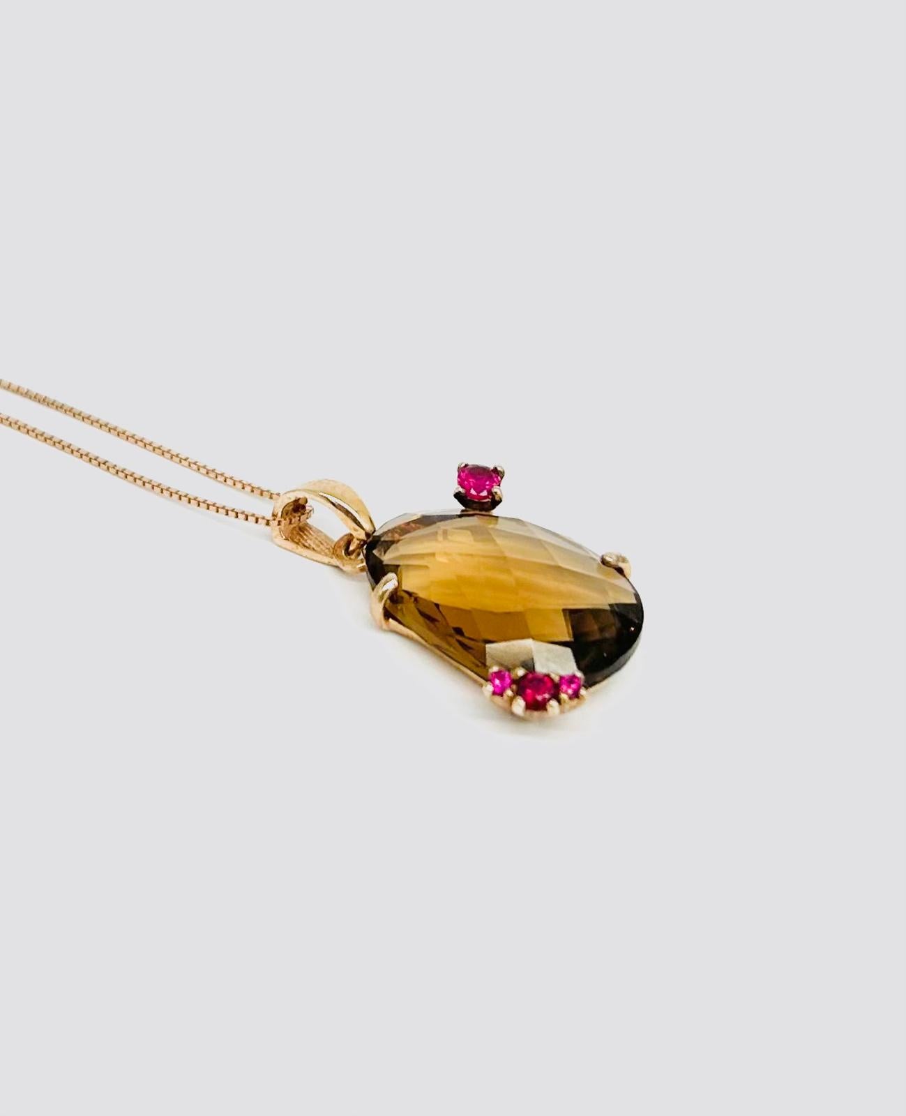 Collana Donna Argento Ramato con Pendente Topazio _ARC003
