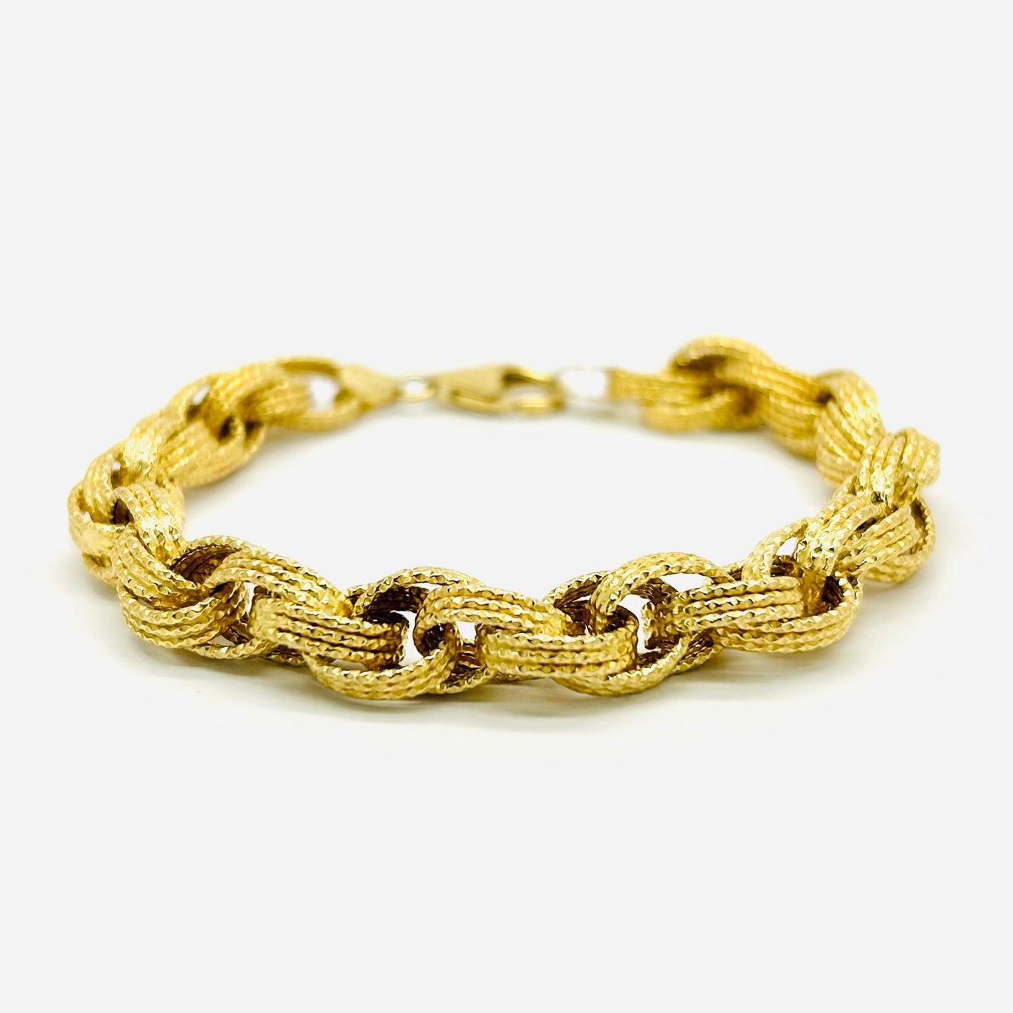 Bracciale Donna Argento Dorato Catena Larga _AGB003