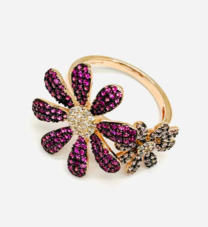 Anello Donna Argento 925 Fiori Zirconi _AGA003