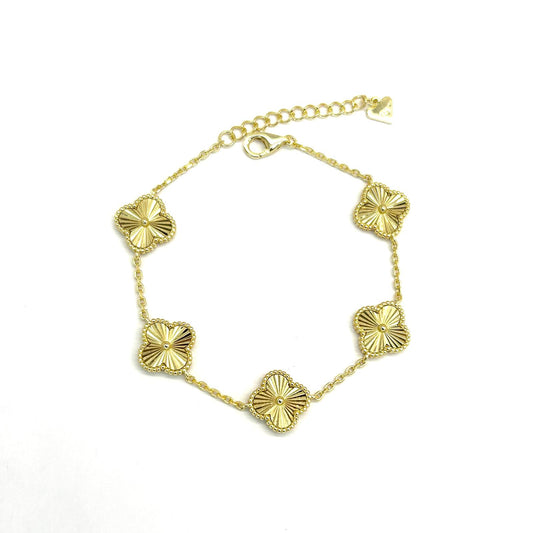 Vancleef Damenarmband aus 925er Silber mit goldenen vierblättrigen Kleeblättern _LSB05 