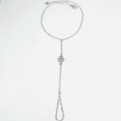 The Writings of Love Handkuss-Armband für Damen, 925er Silber, rosa Blume _LSB40 