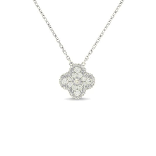 Collana Donna Argento 925 Vancleef Argentato Quadrifoglio Cristallo _LSC22