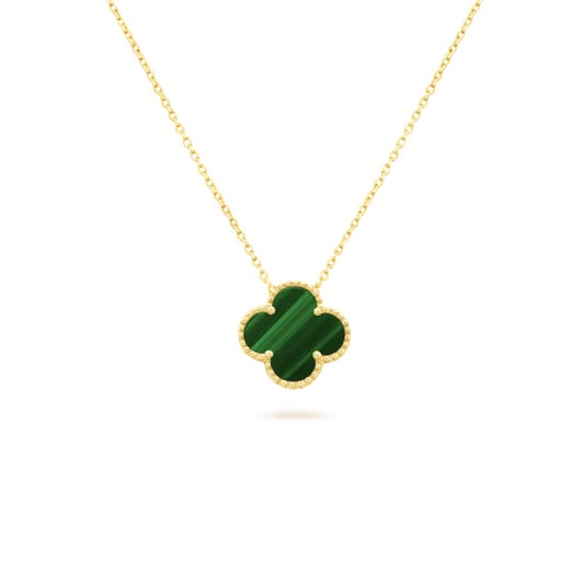 Collana Donna Argento 925 Vancleef Dorato Quadrifoglio Verde _LSC14