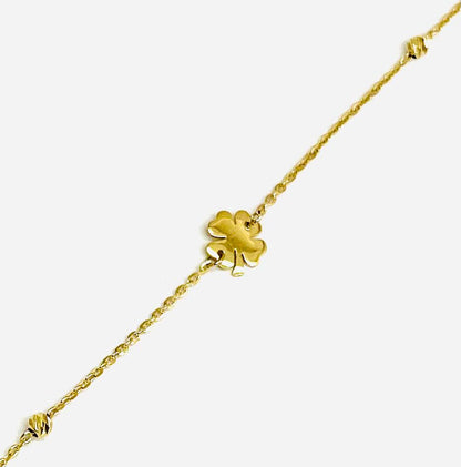 Bracciale Bambini Oro Giallo 18 kt Quadrifoglio Sfere Sfaccettate _BR054