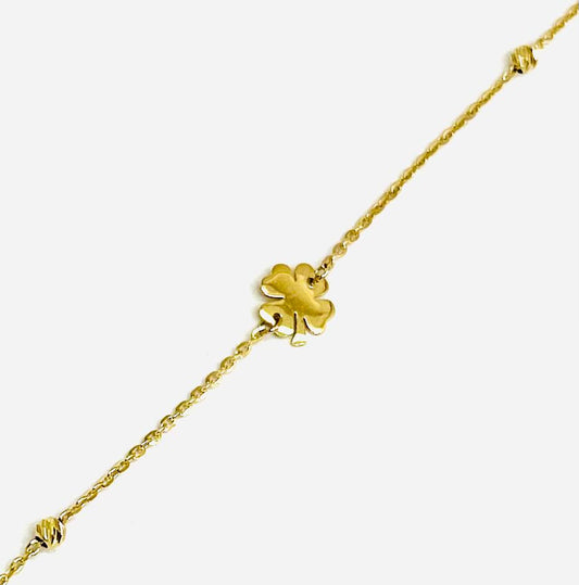 Bracciale Bambini Oro Giallo 18 kt Quadrifoglio Sfere Sfaccettate _BR054