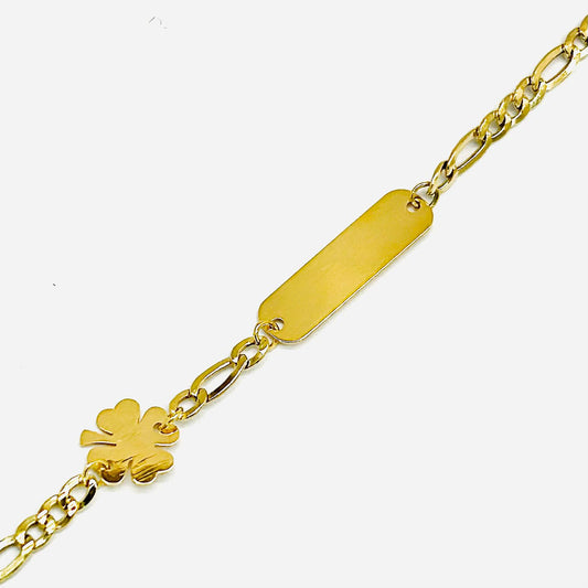 Bracciale Bambini Oro Giallo 18 kt Medaglietta Quadrifoglio _BR053