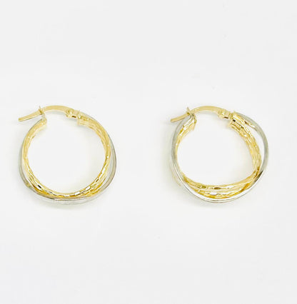 Orecchini Cerchio Donna Oro Giallo e Bianco 18 kt _OR028