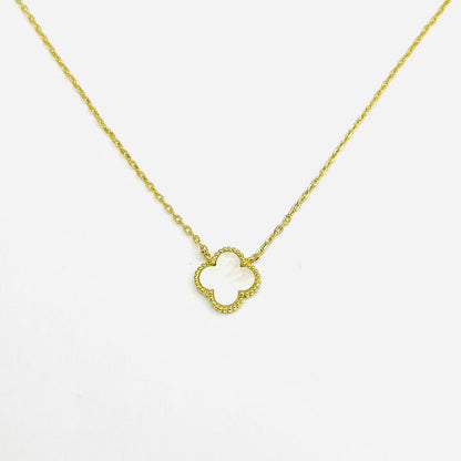 Collana Donna Argento 925 Vancleef Dorato Quadrifoglio Madreperla _LSC15